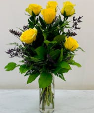 6 Yellow Roses Vased