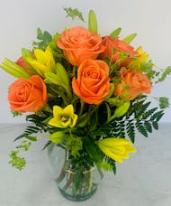 Fiery Lily and Rose Bouquet