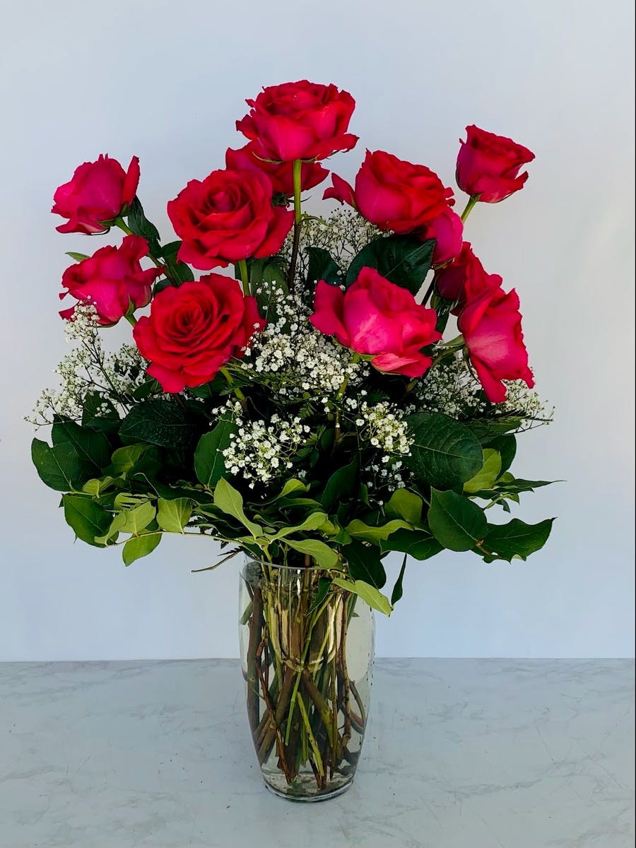 Dozen Hot Pink Roses Dallas Fort Worth (TX) Rose Delivery Bice's