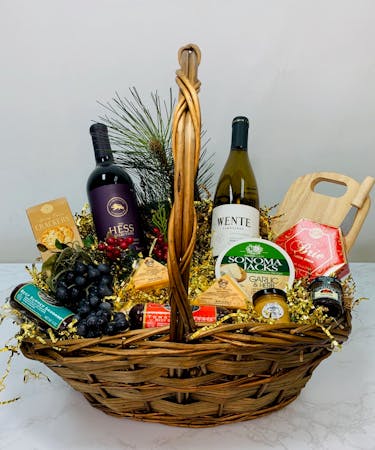Wine and Cheese Holiday Gift Basket